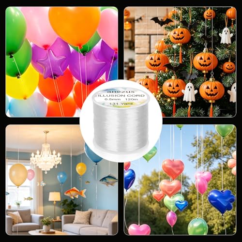 Image of Anezus Fishing Wire for Hanging, Clear Fishing Line Invisible String Strong Monofilament Line for Hanging Decorations and Crafts