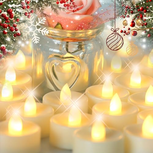 Image of CANDLE CHOICE Battery Operated Flameless Tea Lights Bright Flickering LED Tealight Candles for Wedding Table Centerpieces Halloween Thanksgiving Christmas Decorations Batteries Incl Warm White 36 Pack