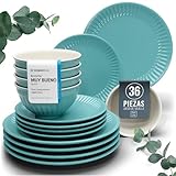 Elegante juego de vajilla de 36 piezas, color verde