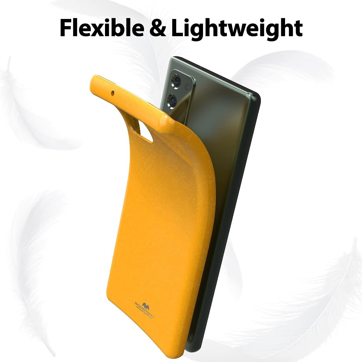 GOOSPERY Pearl Jelly for Samsung Galaxy Note 20 6.7"(2020) 5G Case, Vivid Color with Light Shimmer Jewel Effects Glitter Sparkles Shine Look Slim Thin TPU Rubber Back Cover (Yellow)