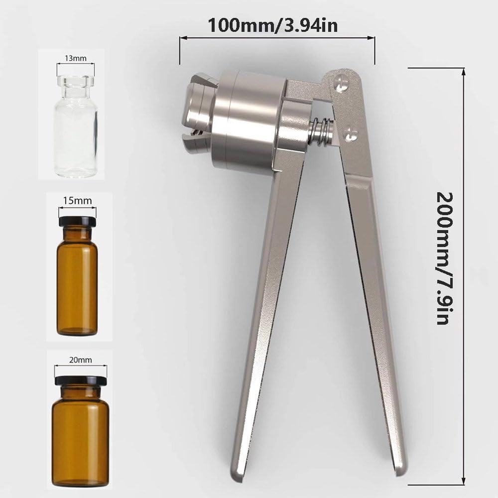 MáQuina De Sellado Manual para Viales De 13, 15 Y 20 Mm, MáQuina De Tapado, Selladora, Prensadora De Acero Inoxidable, Prensadora Manual para Viales, Prensadora De Tapas, Tapado Manual 13mmB