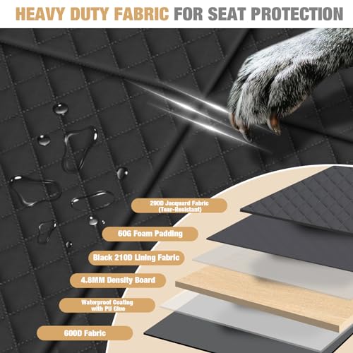 Lekereise Dog Car Seat Cover for Back Seat,Hard Bottom Dog Hammock for Car,Camping Air Mattress, Hammock Travel Bed for Car SUV Truck (Black) - Thumbnail 3