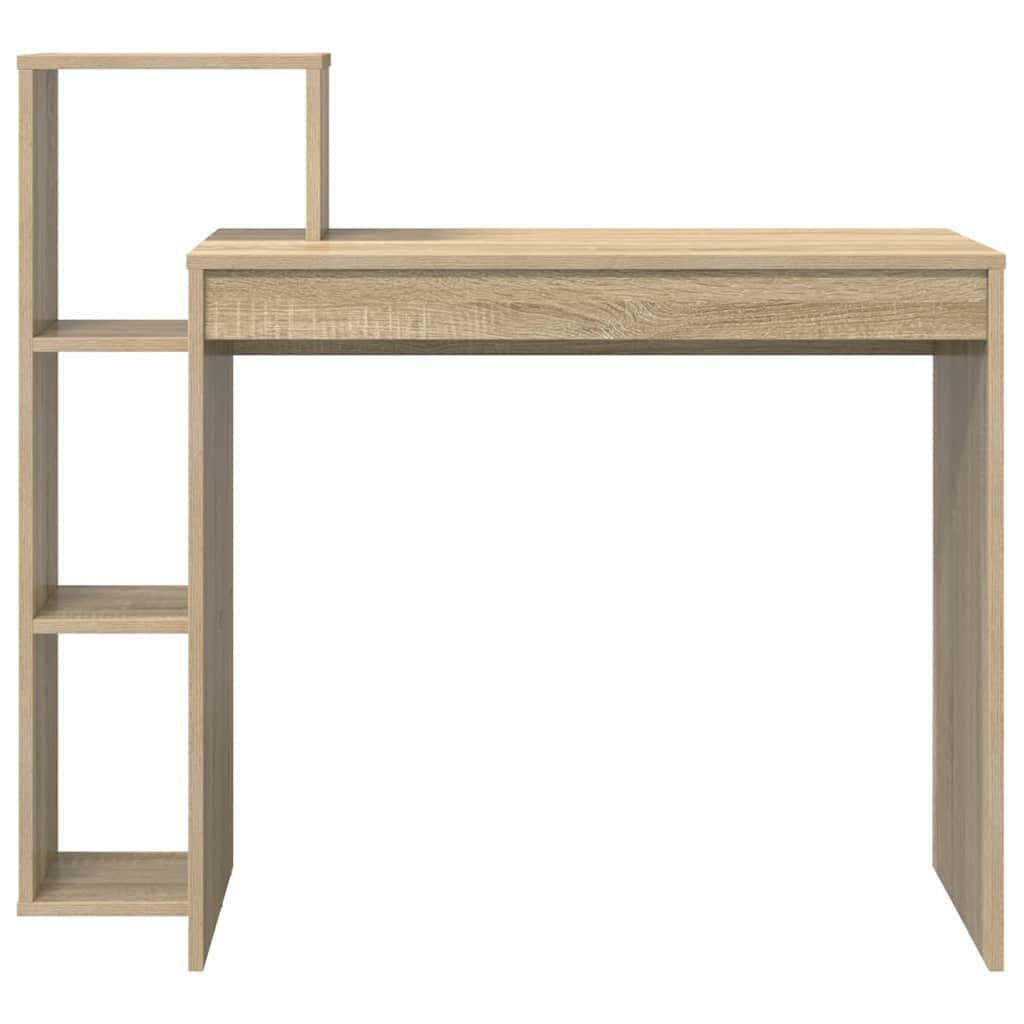 Schreibtisch Sonoma-Eiche aus Holzwerkstoff 100 x 40 x 90 cm mit 2 Regalen moderner Computer- und Homeoffice-Tisch ideal für kleine Räume und Büroorganisation