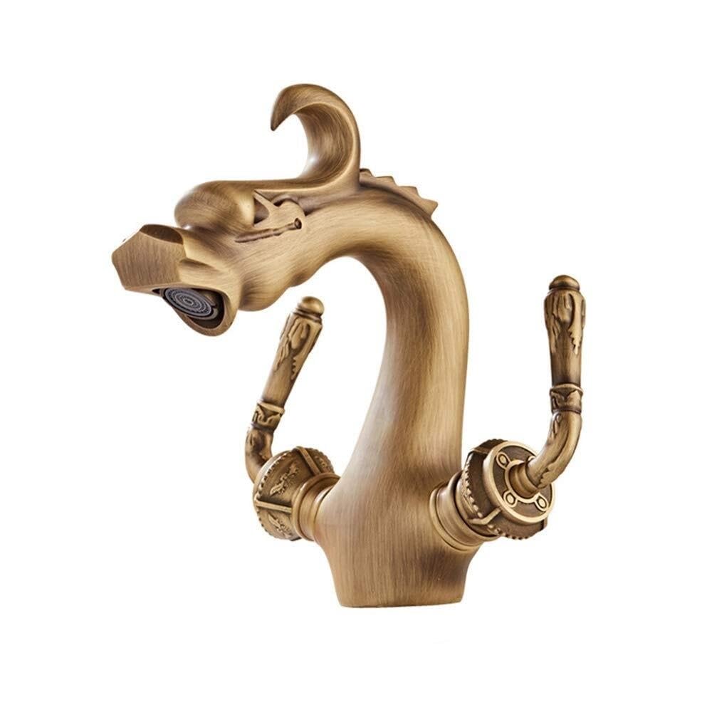 Grifo mezclador monomando de latón para lavabo con estilo antiguo y control térmico