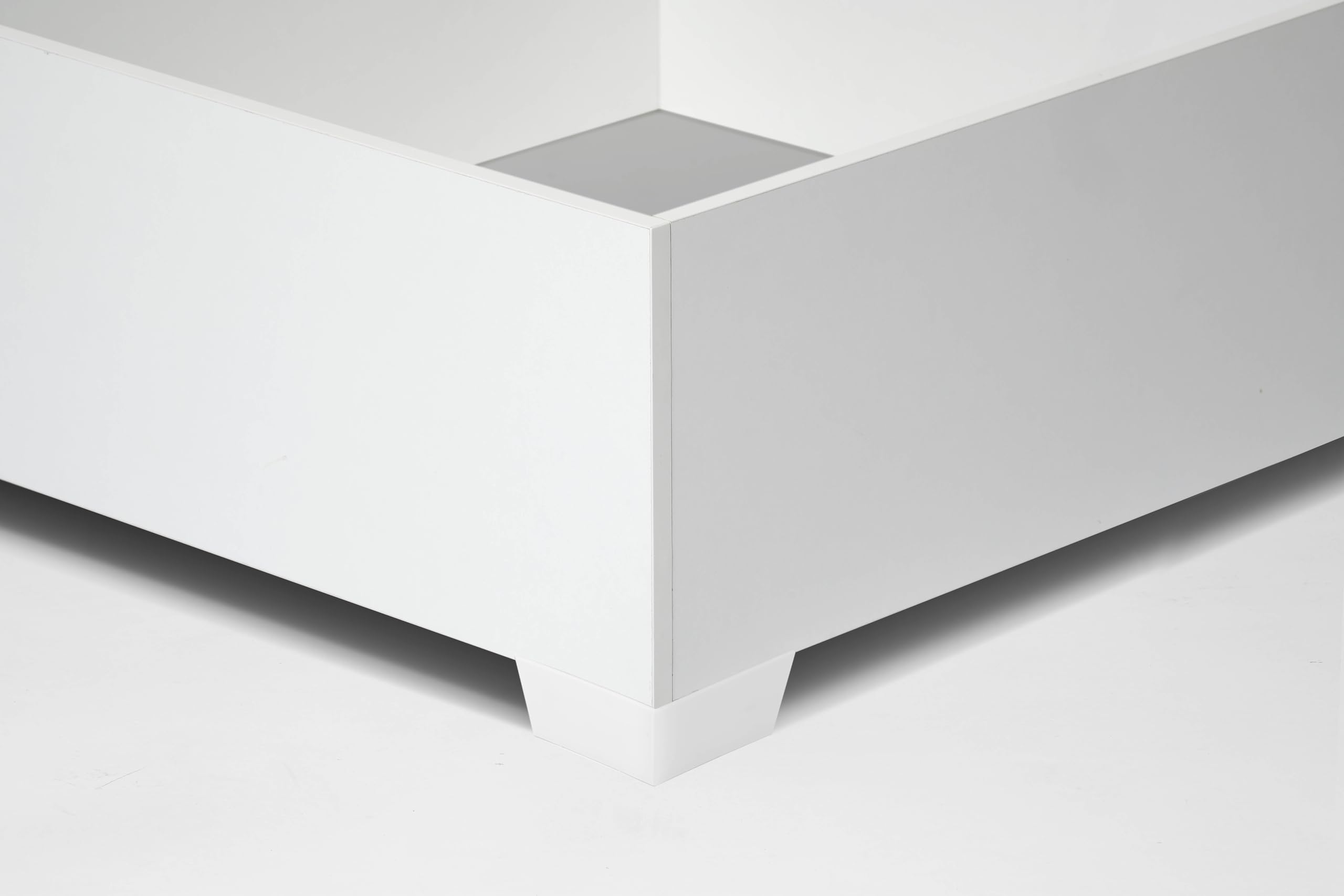 Letto Contenitore Bed Box da una piazza e mezza 120x190 cm, Bianco, con piedini, con Rete a Doghe e Sistema di Sollevamento