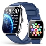 Kriutefy Smart Watches Fitness Tracker for Women Men with Step Counter, Sleep Calorie Monitor, Pedometer, IP68 Waterproof, Smartwatch with 120+ Sports for iPhone Android (Blue)