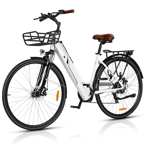 AOIHO Bici Elettrica, 28'' Bicicletta Elettrica con Sensore di Coppia, Autonomia di 80 km, Bicicletta Donna Uomo Motore 55 NM, LCD Display, 7 Velocità, 3 Modalità EBike per Spostamenti City