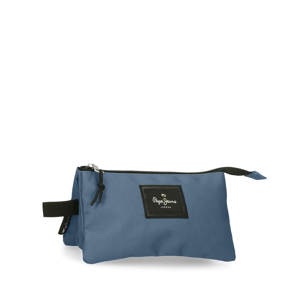 Pepe Jeans Aris Blue Triple Pencil Case 22 x 12 x 5 cm Polyester, Blue, One Size, Triple Case