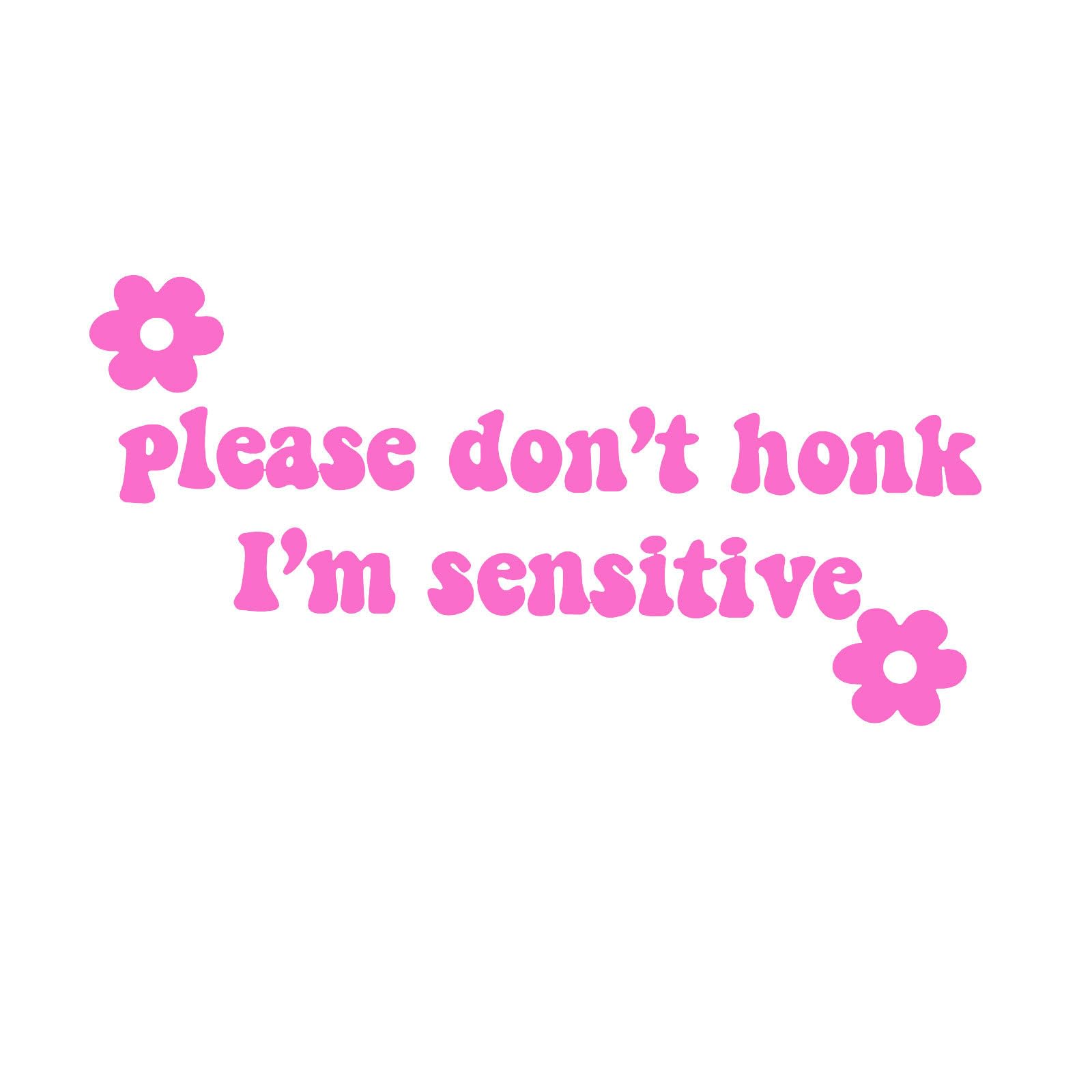 Eupochikiki 01-Pink Funny Car Stickers Pink Please Don't Honk I'm Sensitive Decals Fit Car Suv Trucks Moto