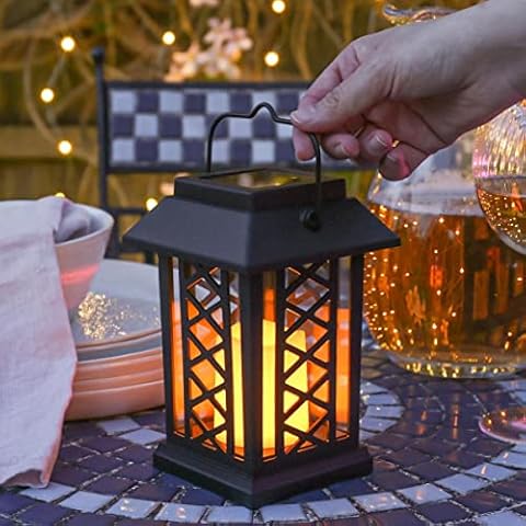 Festive Lights Solar Candle Lantern with Flickering Effect Cover