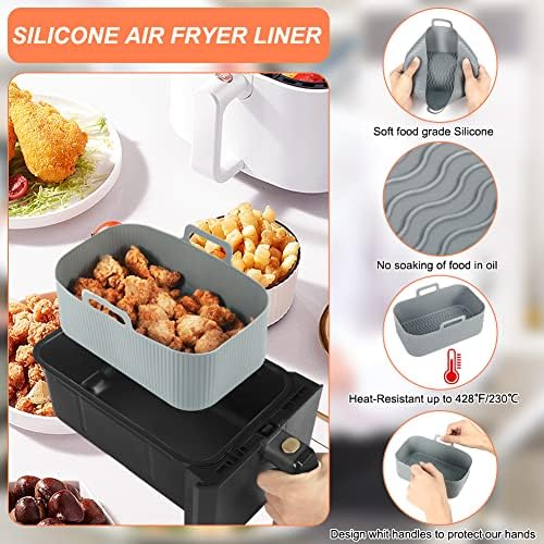 YQL 2PCS Air Fryer Silicone Liner for Ninja Dual, Silicone Air Fryer Liners Reusable Air Fryer Accessories for Ninja Foodi AF300UK, Salter,Tower Dual Air Fryer