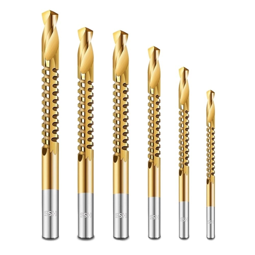 Juego De Brocas De 6 Uds, Brocas De Grifo Compuestas Métricas En Espiral, Brocas Helicoidales, Taladro De Madera for Cortar Ranuras De Perforación