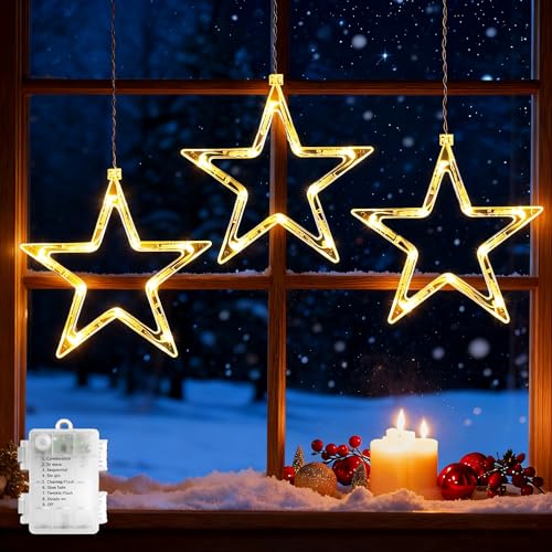 GlobaLink 3 Stück LED Weihnachtsstern Beleuchtung, Weihnachtsdeko...