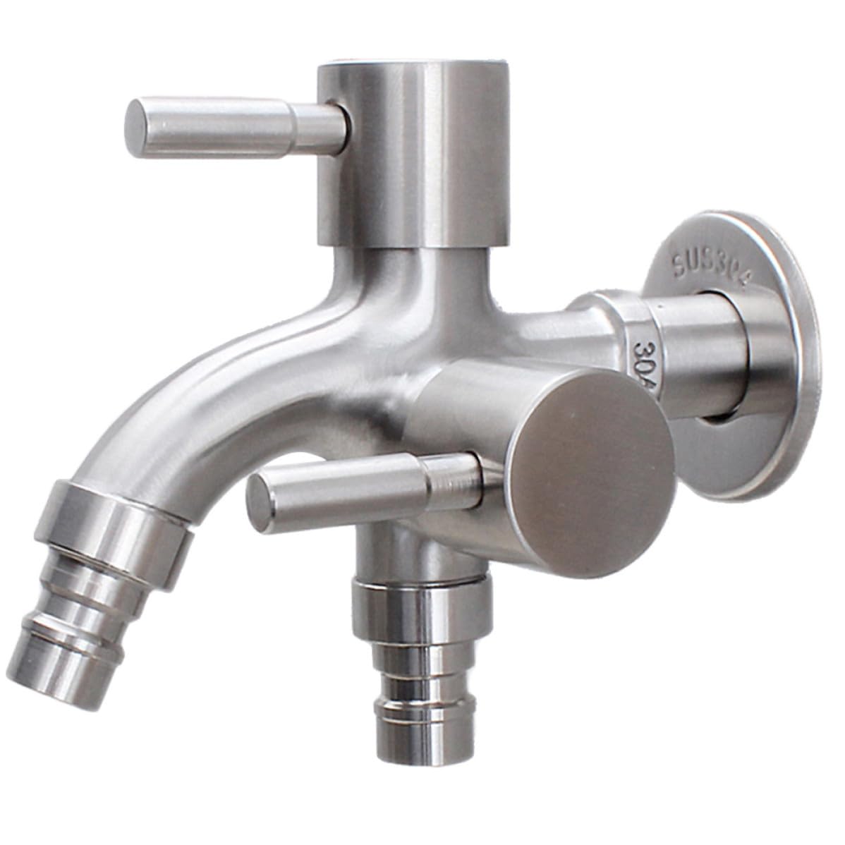 Grifo lavadora doble salida acero inoxidable 304 control lateral