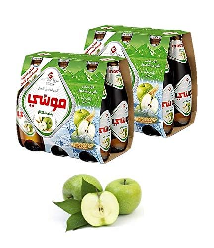 Moussy Apple Malt Beverage Non Alcoholic Drink - Pack of 12 Glass Bottles 330ML - موسي شراب شعير بنكهة التفاح