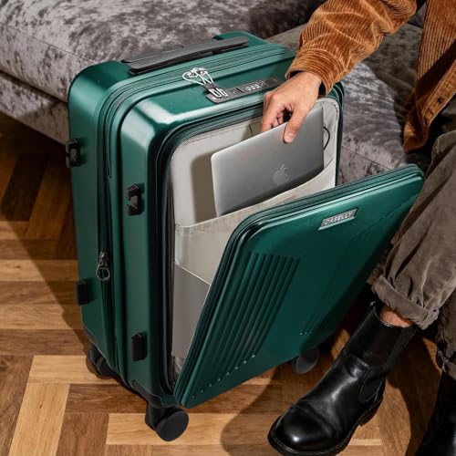Image of Carry on Luggage Top opening Suitcases, Expandable with Cup Holder and USB Charging Port,Lightweight with Front Pocket Rolling Suitcases with Spinner Wheels
