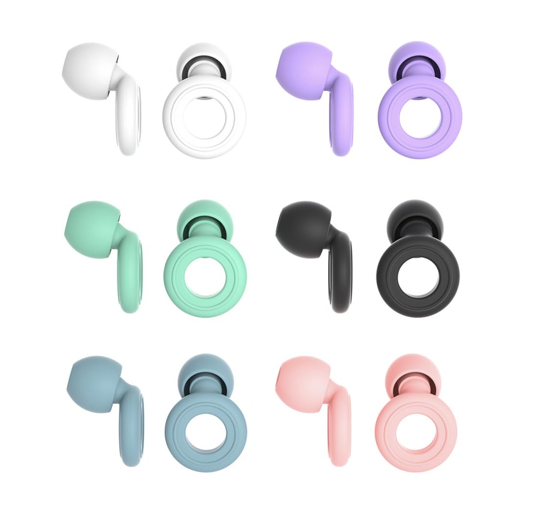 6 Pairs Soft Silicone Earplugs Reusable Noise-Reducing for Concerts, Sleep, Focus, Travel, Adjustable Size 28dB (SNR) Noise Reduction Mixed-image-47