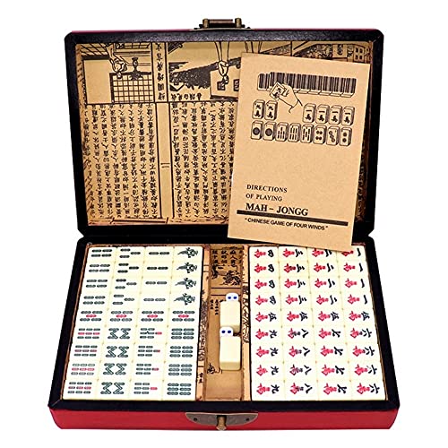 Set de Mahjong Chino con 144 Fichas y Caja Portátil