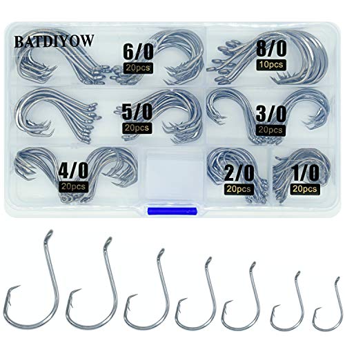 BATDIYOW Circle Hooks Saltwater Octopus Fishing Hooks Sport Customized Offset Octopus Hooks Black...