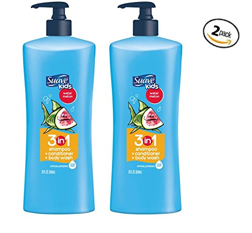 Suave Kids Watermelon 3 In 1 Shampoo Conditioner & Body Wash, 28 Fl Oz (Pack of 2)