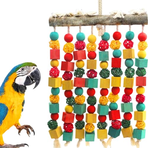 MQUPIN Jouet à Mâcher en Bois Naturel pour Perroquets Grands, Gris d'Afrique et Amazoniens
