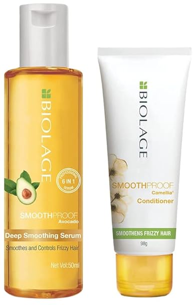 Biolage Smoothproof Deep Smoothing 6-In-1 Professional Hair Serum & BIOLAGE Smoothproof Conditioner |Paraben free| Provides Humidity Control &…