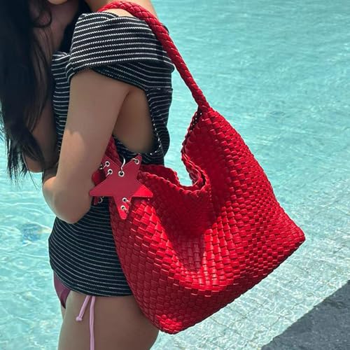 Image of Woven Tote Bag for Women, Shoulder Handbags, Beach Hobo, Handwoven Satchel Underarm Bag, Top-Handle Bag With Purses