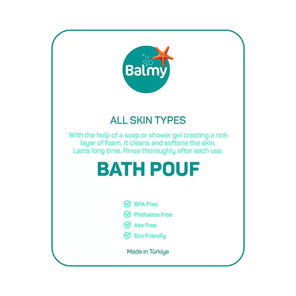 Balmy Travel Set Banyo Süngeri, Duş Süngeri, Peeling Eldiveni, Banyo Fırçası, 3'lü Paket, Cilt Bakımı ve Masaj için