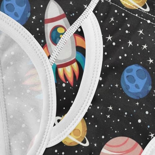 CHIFIGNO Boys Cotton Briefs Breathable Underwear Soft Underwear Briefs for Toddler Boys, Cute Cartoon Planets Black 5