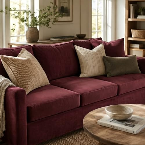 Image of Namdev Art's Velvet Sofa Cushion 21x22x5 Inch | High Density 32 Foam Seat Cushion | Soft & Comfortable Sofa Gaddi with Zip Cover | Multipurpose Cushion for Sofa Chair (Red)