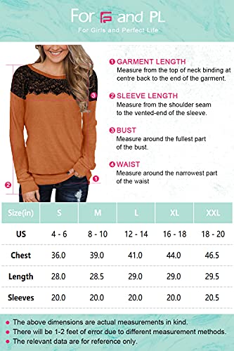 For G And Pl Halloween Women's Elegant Color Block Long Sleeve Sweatshirt Lace Dressy Casual Shirt Orange M #TOP5