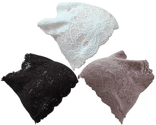 HEJABIYA Lace Lycra Hijab Under Cap | Under Scarf Hijab Cap | Under Hijab Cap for Women Pack of 3