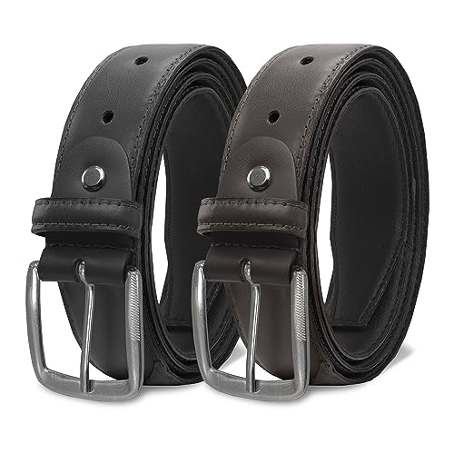 Cinto Masculino em Couro Social Basic 2 Kit 2 Cintos Preto e Marrom