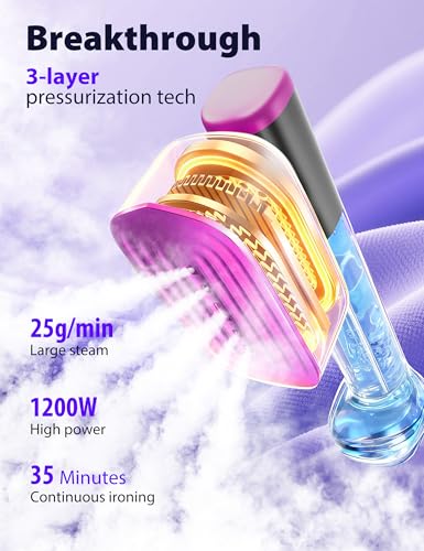 Travel Steamer for Clothes with 180 ml Water Tanks,15s Fast Heat-up,24 g/min Strong Steam Performance, Portable Garment Steamer with Touch Control, LED Display, Steam Iron(Gray Gold) — view 4