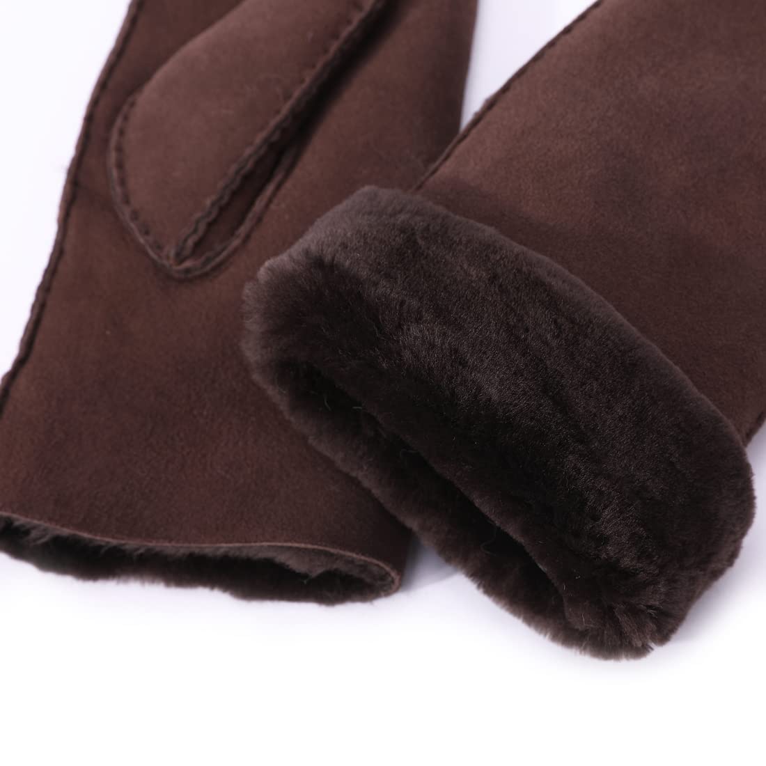 Harssidanzar Guanti in pelle degli uomo,vera pelle scamosciata in pelle di pecora Shearling Guanti in pelliccia Cuff KM044EU