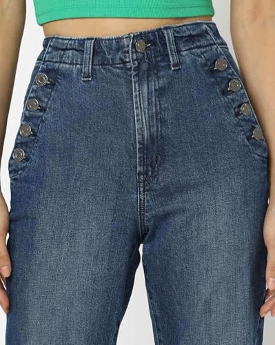 Image of Gap Women Flared Fit High Rise Mid Washed Jeans