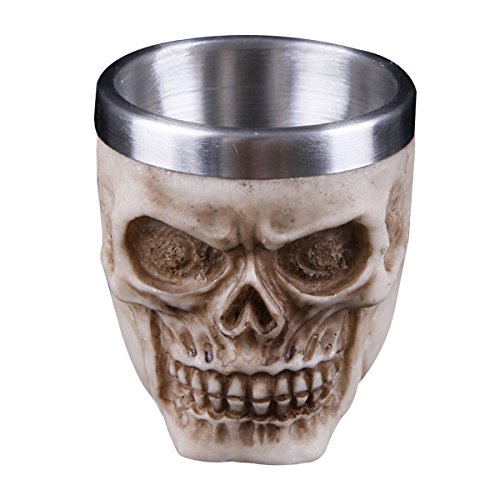 Cabilock Brinde de festa de Halloween, aço inoxidável, padrão de caveira, copo de vinho, champanhe,