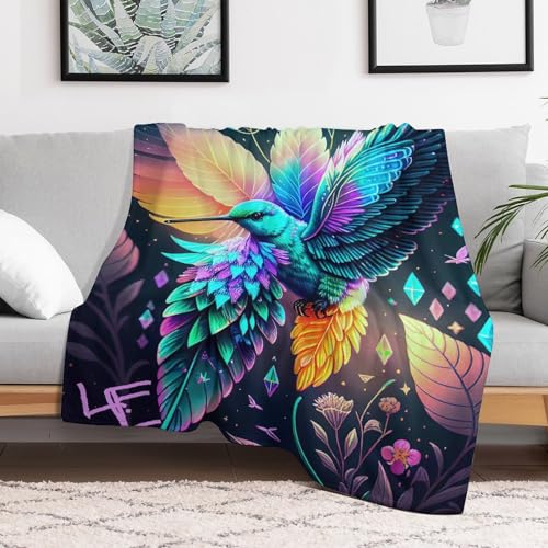 Couvre-lit colibri en flannel douce pour canapé et lit de 140×180cm