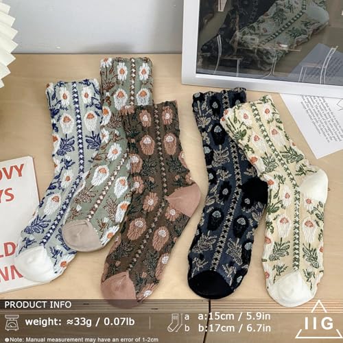 Image of IIG Womens Novelty Cotton Crew Socks Cute Animals Socks Fun Flower Socks (fit women's shoe size 5-9)