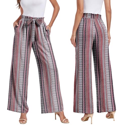 FREEOAK Bohemian Pants Palazzo for Women Paperbag Paperbag Summer Casual Outfits Wide Leg 2024 Spring Trendy Trousers Slacks — view 2