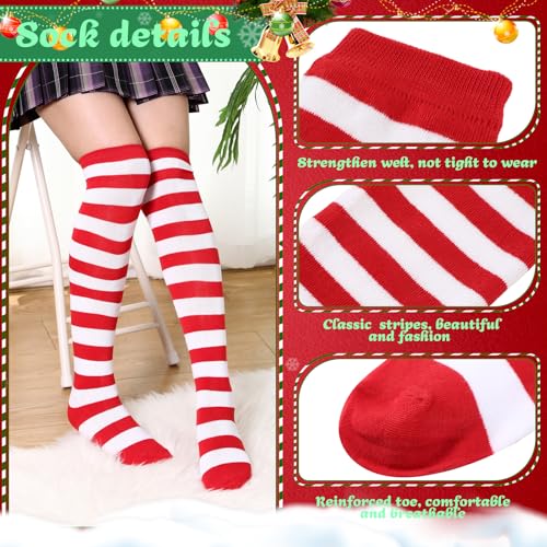 Image of Geyoga Arm Warmers Leg Warmers Striped Thigh High Socks Fingerless Gloves Stockings Christmas Halloween