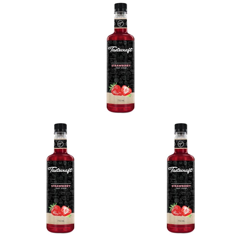 Tastecraft Strawbery Fruit Syrup 750ml [Exotic Ingredients, Naturally Infused, Authentic Taste] (Pack of 3)-image-18