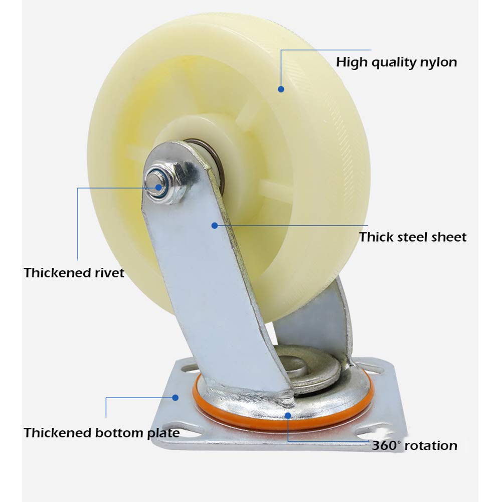 Roulettes Fauteuil Roulant de Remplacement Caster, pour Chaise de Bureau 4/5/6/8/8 po, Charge 100kg, silencieuses, Protection du Sol.