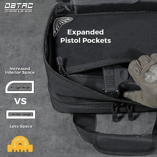 DBTAC Gun Case Bag Compact Small-PLUS | Tactical 3x Pistol Bag Firearm Shooting Case with Lockable Zipper for Shooting Range Outdoor Hunting, Black