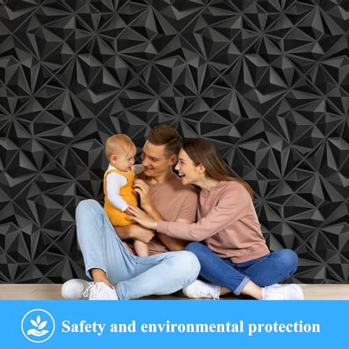 33 Pack Decorative 3D Wall Panels for Interior Wall Decor,12''x12'' Black Diamond Design Accent Wall Panles for Living Room,TV Wall Background,Bedroom - Image 7
