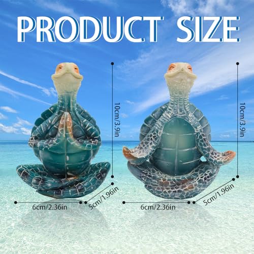 Set de 2 estatuas de tortuga para meditación y decoración miniatura 6
