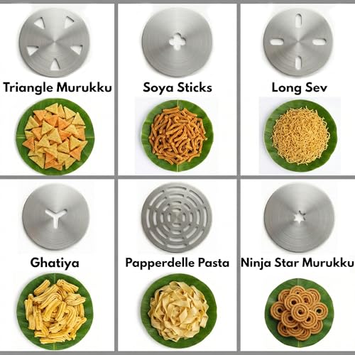 Image of EKIY Electric 24 Mould Stainless Steel Idiyappam,Noolappam,Cakes,Muruke,Pakkavada,Noodles,Pasta Maker Machine |50 Times for Full Charge| 1500Mah Type-C Cordless | Automatic Portable (24 Mould Blue)