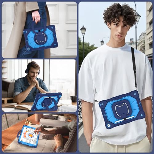 Image of WESOROL Case for iPad 9th /8th /7th Generation 10.2 Inch (2021 /2020 /2019),Full-Body Drop Protection 9th Generation iPad Case with Rotating Stand Screen Protector Pencil Holder Holde,Navy Blue