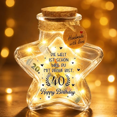 Giftota Frauen geschenk, LED Flaschenlicht Sternform mit Korken, Geldgeschenke Geburtstag Hochzeit, Coole Tischdeko, Geschenkideen für Familie, Freunde, Geliebte