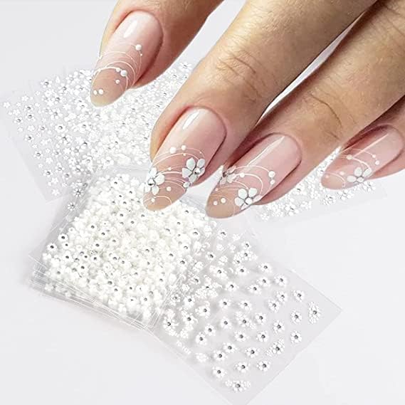 White Flower Nail Art Stickers 3D Self Adhesive Nail
